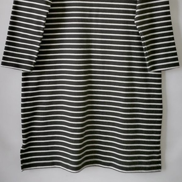 Madewell Womens Black & White 3/4 Sleeve Round Neck Striped T-Shirt Dress Size L - Picture 4 of 7